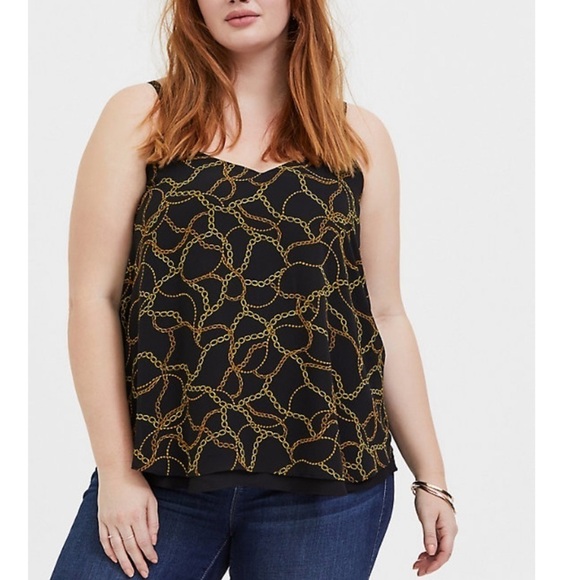 Torrid Airy Chiffon Gold Chain Wispy Cami tank top new 4X plus nwt - Picture 1 of 11